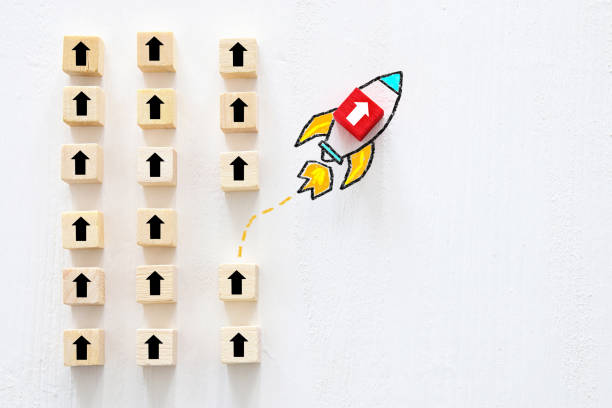 istock concept of think different, innovation and creativity. red cube changing direction from others. 1089361022