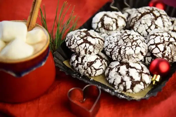 Everyone loves cookies and hot chocolate at Christmas.  These chocolate cookies are homemade and are dangerously delicious.