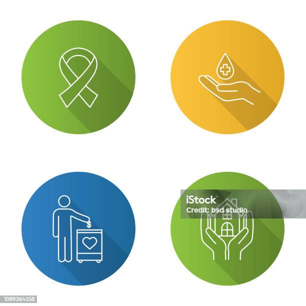 Charity Icons Stock Illustration - Download Image Now - A Helping Hand, AIDS, Assistance