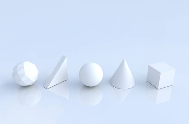 istock White geometric shapes: cone,cube, sphere, triangle, Polygon. for design decorate background. Realistic 3D render. 1089369694