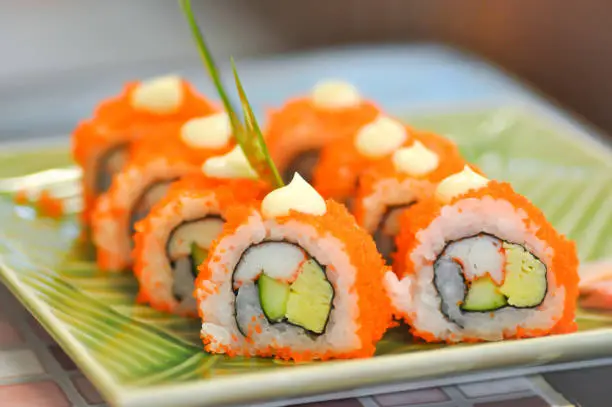 Japanese roll or rice roll,california maki