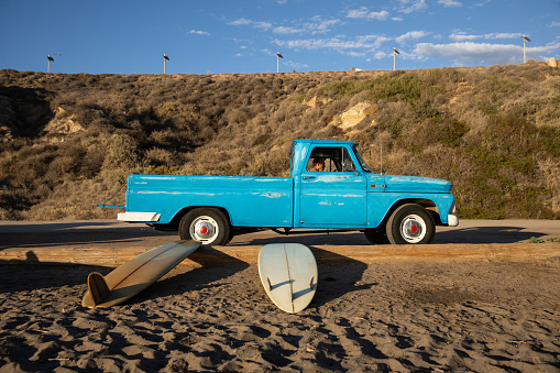 Man driving a pick-up in California