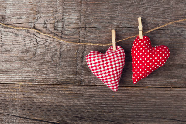 istock Textile valentines day hearts on wooden 1089373718