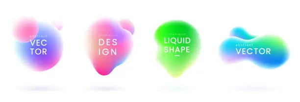 Vector illustration of Liquid gradient blobs set. Abstract fluid shapes with chameleon effect. Colorful liquid badges. Decorative elements for your design. Vector eps 10.