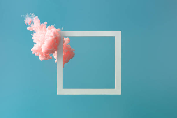 Abstract pastel pink color paint with pastel blue background.. Fluid composition with copy space. Minimal natural luxury. vaporwave photos stock pictures, royalty-free photos & images