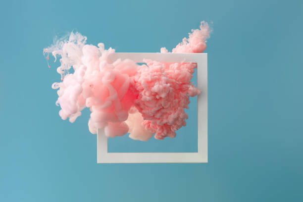 Abstract pastel pink color paint with pastel blue background..