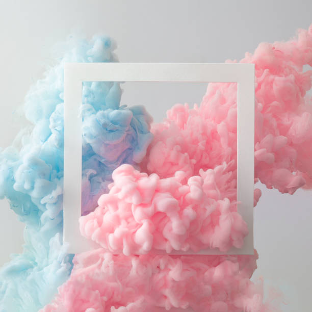 istock Abstract pastel pink and blue color paint with pastel gray background. 1089377002