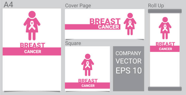 mock up realistyczna ikona raka piersi z różową wstążką świadomości i kobiety na białym tle banner. - pink ribbon alertness breast cancer awareness stock illustrations