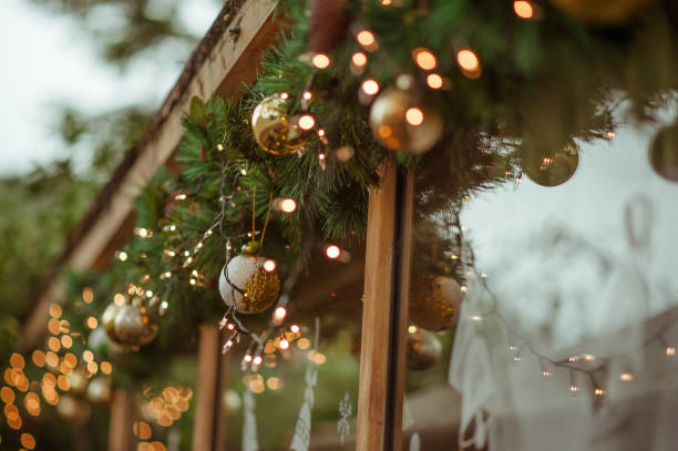 istock Christmas background - baubles and branch 1089385072