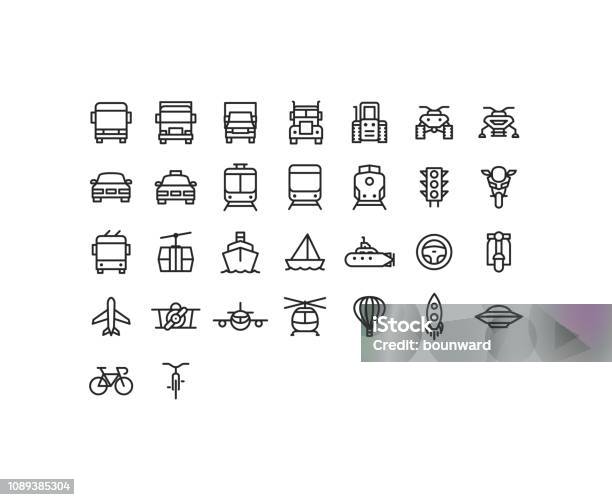 Outline Transportation Icons Stock Illustration - Download Image Now - Icon Symbol, Transportation, Mode of Transport