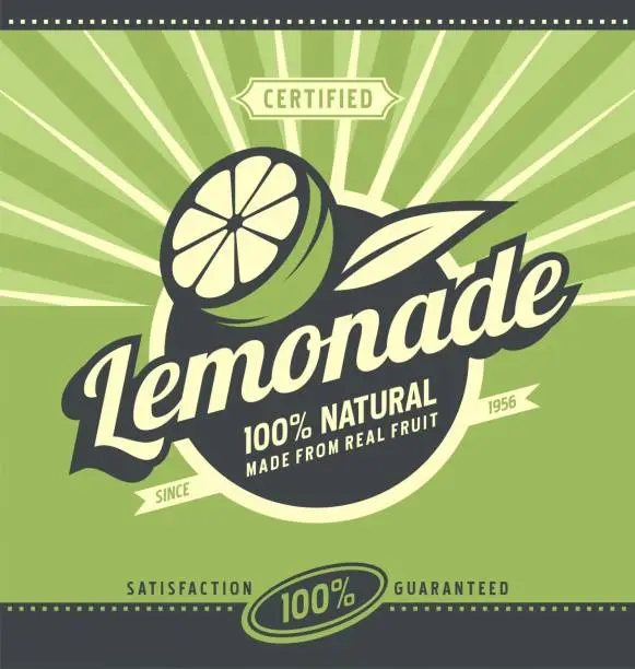 Vector illustration of Retro poster design for natural lemonade