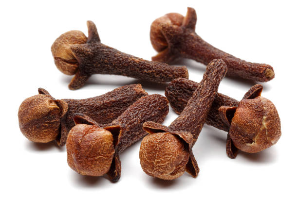 Dried clove buds isolated on white background
