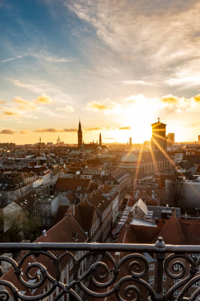 istock Sunset over city skyline in Copenhagen, Denmark 1089394838
