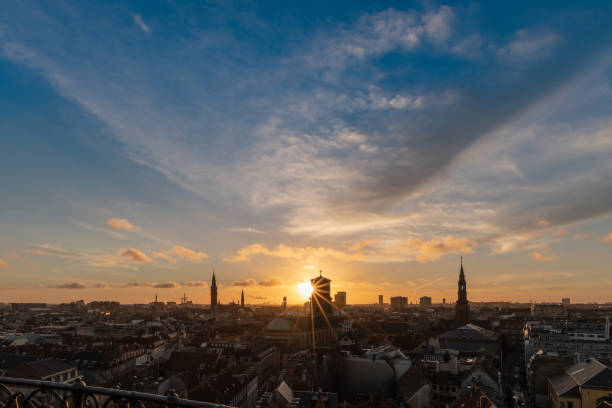 istock Sunset over city skyline in Copenhagen, Denmark 1089394864