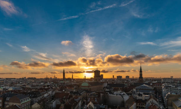 istock Sunset over city skyline in Copenhagen, Denmark 1089402622