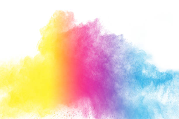 istock Abstract multicolored powder explosion on white background.  Freeze motion of color dust  particles splash. Painted Holi 1089402720