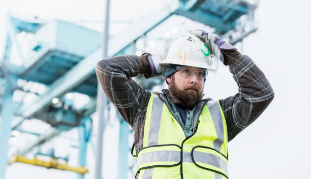 Dock worker at shipping port