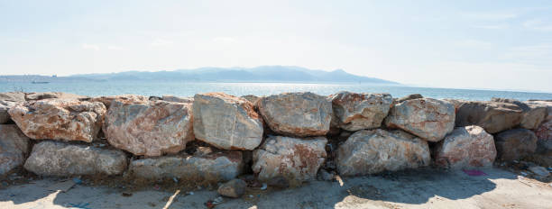 Green porous stone beach of Boca del Rio Veracruz