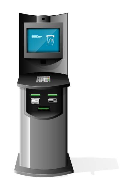 istock Payment Terminal, Automated Teller Machine, Advertising Stand On White Background. 3D Mock Up. Illustration Isolated On White Background. Vector EPS10 1089407914