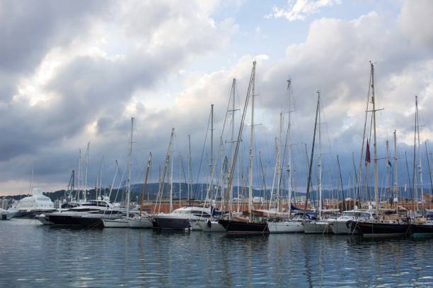 istock Panoramic view of dramatic cloudy skyscape in Mallorca marina 1089408110