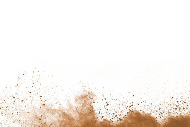 istock Brown color powder explosion on white background. Colored cloud. Colorful dust explode. Paint Holi. 1089413590