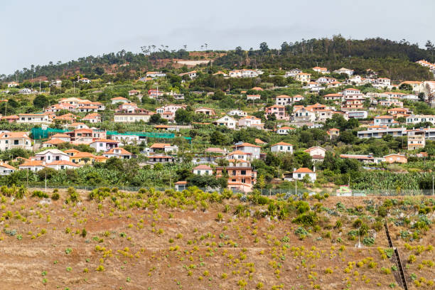 View of Santa Cruz of Madeire, Portugal View of Santa Cruz from the side of the runway of Madeire, Portugal funchal christmas stock pictures, royalty-free photos & images