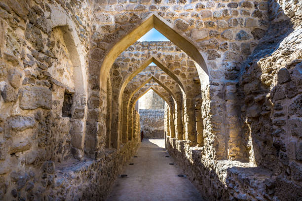 The Qal'at al-Bahrain in Bahrain The Qal'at al-Bahrain, also known as the Bahrain Fort or Portuguese Fort, is an archaeological site located in Bahrain, on the Arabian Peninsula manama stock pictures, royalty-free photos & images