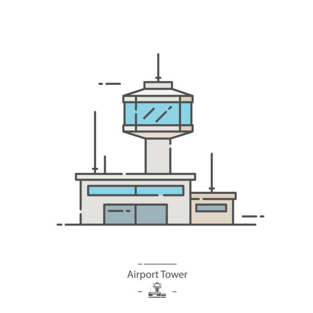 Air Traffic Control Tower vector art illustration