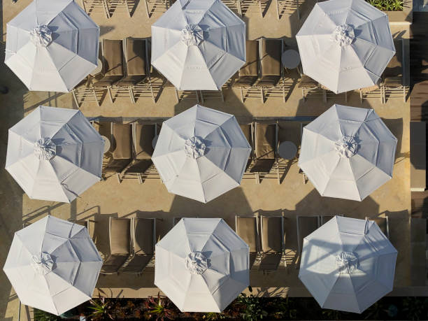 istock Umbrellas and lounge chairs in terrace 1089422650