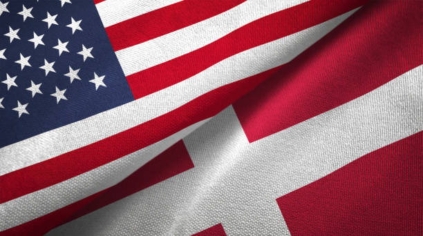 istock Denmark and United States two flags together realations textile cloth fabric texture 1089423392