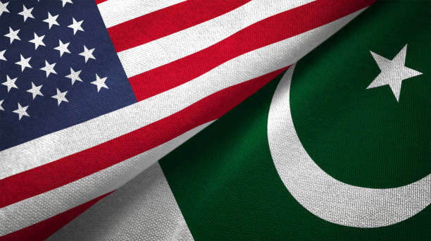 istock Pakistan and United States two flags together realations textile cloth fabric texture 1089424924