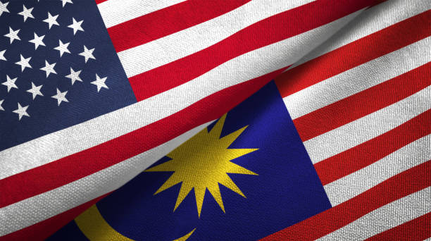 istock Malaysia and United States two flags together realations textile cloth fabric texture 1089425912