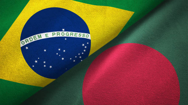 istock Bangladesh and Brazil two flags together realations textile cloth fabric texture 1089427632