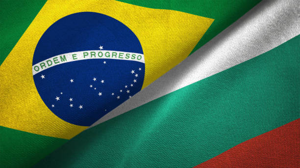 istock Bulgaria and Brazil two flags together realations textile cloth fabric texture 1089427678