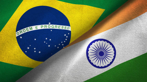 istock India and Brazil two flags together realations textile cloth fabric texture 1089427996