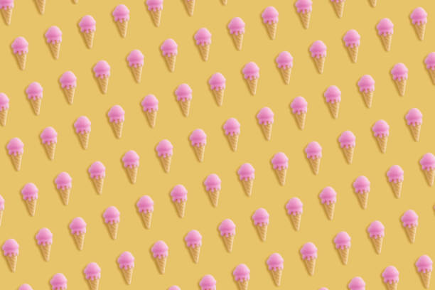 istock Colorful ice cream pattern on yellow pastel background. Summer concept. 1089434454