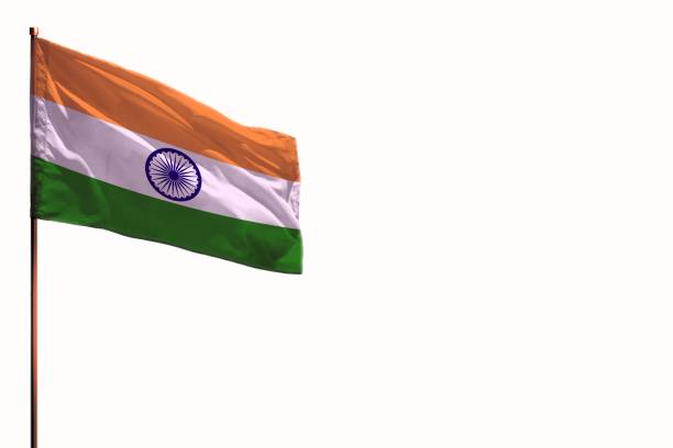 istock Fluttering India isolated flag on white background, mockup with the space for your content. 1089453448