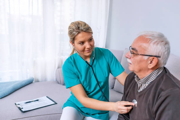 istock Pleasant elderly man having a medical examination 1089455968