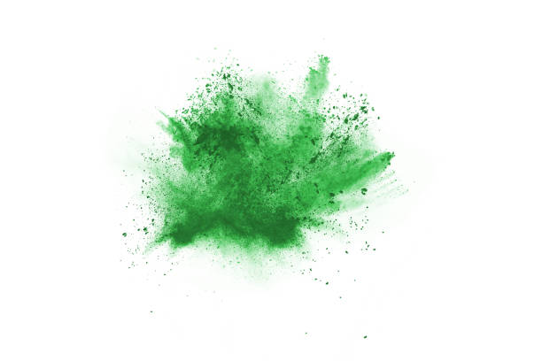 istock Green powder explosion on white background. Colored cloud. Colorful dust explode. Paint Holi. 1089457246