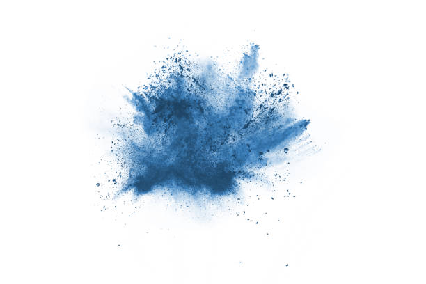 istock Blue powder explosion on white background. Colored cloud. Colorful dust explode. Paint Holi. 1089457562