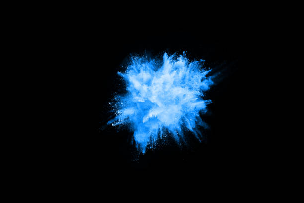 istock Blue powder explosion on black background. Colored cloud. Colorful dust explode. Paint Holi. 1089457566