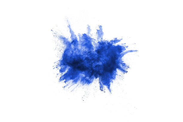 istock Blue powder explosion on white background. Colored cloud. Colorful dust explode. Paint Holi. 1089457568