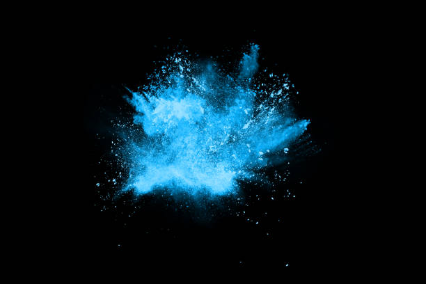 istock Blue powder explosion on black background. Colored cloud. Colorful dust explode. Paint Holi. 1089457626