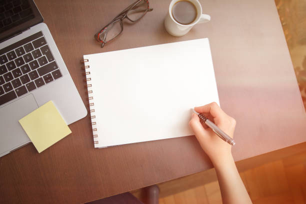istock Top view of an office table. 1089457694