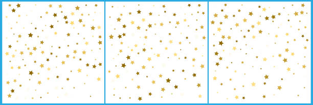 istock Gold star confetti celebrations. Simple festive modern design. Holiday vector. Set 3 in 1 1089458598