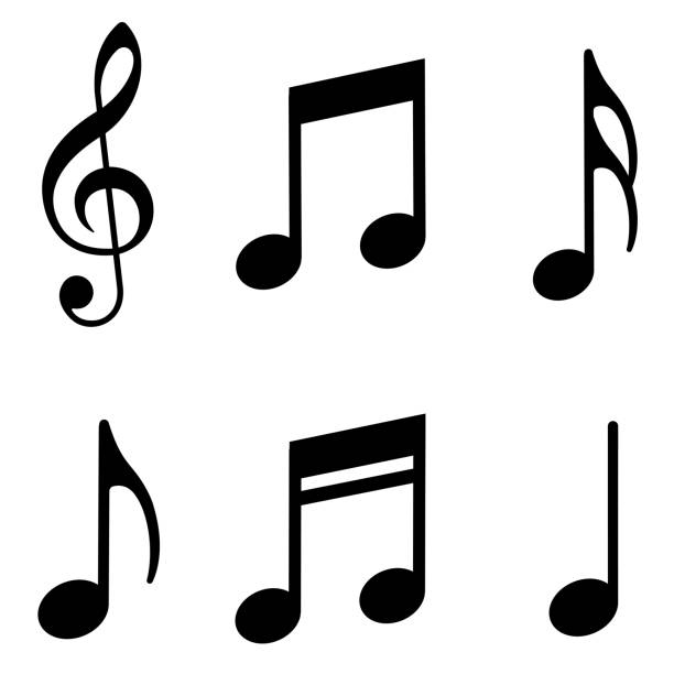ilustraciones, imágenes clip art, dibujos animados e iconos de stock de set de iconos de notas de la música. vector de - musica