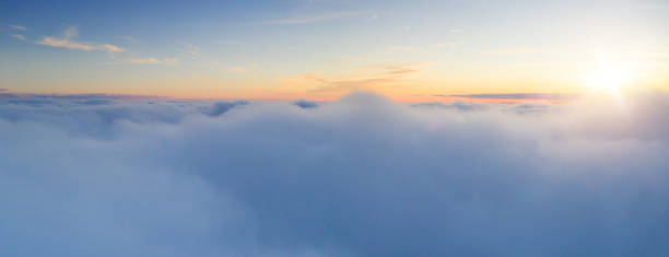 Beautiful sunrise cloudy sky from aerial view