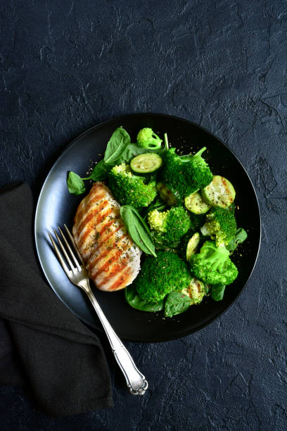 istock Grilled chicken fillet with green vegetable salad 1089479976