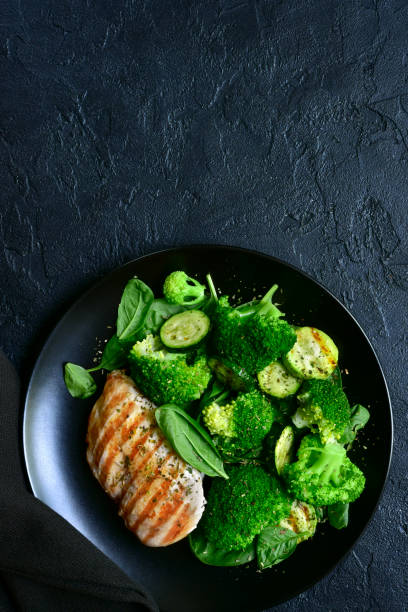 istock Grilled chicken fillet with green vegetable salad 1089480010