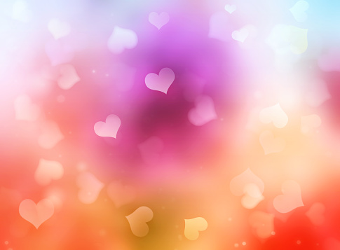 Color blurred background with hearts